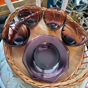 Vintage Hazel Atlas Amethyst Swirl Set